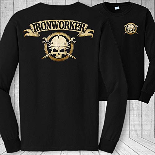 Ironworker Skull and Crossbones Badge Long Sleeve Shirt