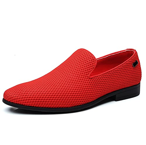 XIPAI Mens Tuxedo Dress Red Loafers Slip On Formal Wedding Shoes Red US 11