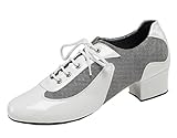 MGM-Joymod Men's Comfort Lace-up Breathable Mesh Fabric Round Toe Social Dacne Salsa Chacha Samba Jazz Rumba Practice Latin Modern Dance Shoes/White 10.5 M US