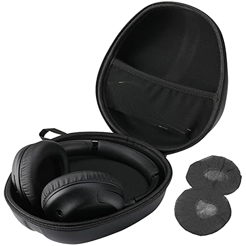 ProCase Headphone Case for Sony Beats Philips Bose JBL Maxell Panasonic, Audio Technica and More, Travel Carrying Bag with 2 Earpad Covers for Over Ear Headphones â€“Black