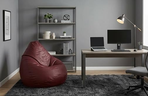 Image of 7 India Leatherette Bean Bag Without Beans| Comfortable Sofa Chair for Living Room, Bedroom & Office | Durable Double Stitch Bean Bag Seat only Cover Color Brown Size XXL