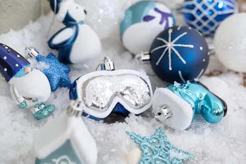 Valery Madelyn Weihnachtskugeln Set, 40pcs Christbaumkugeln Kunststoff Weihnachtskugel Silber Blau Weihnachtsdeko mit Geschenkpaket… – Ansicht 4