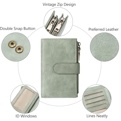 Image of GOIACII Womens Wallets RFID Blocking Leather Trifold Clutch Wallet Credit Card Holder Ladies Purse 3 ID Windows