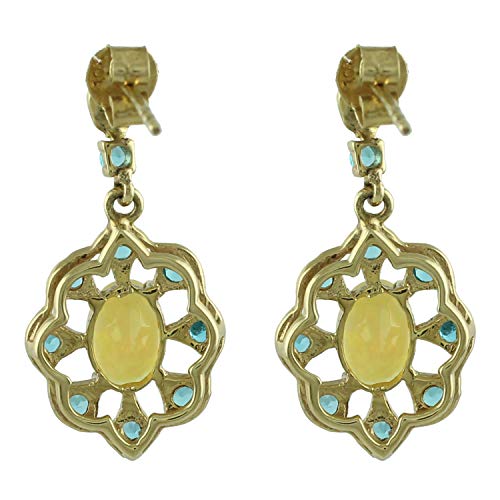 Carillon Ethiopian Opal Oval Shape Gemstone Jewelry 18K Yellow Gold Drop Dangle Earrings For Women/Girls #TOP1