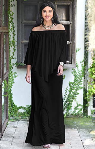 KOH KOH Womens 2025 Loose Fit Strapless Off Shoulder Flattering Cocktail Maxi Dress2