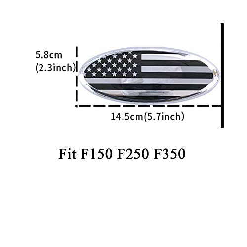 Image of SANRILY 5.7 Inch Silver Oval American Flag Emblem for Ford F150 F250 F350 5.7 inch x 2.3 inch Decal Badge Nameplate for Ford Edge Explorer Ranger Car Emblem Replacement Cover