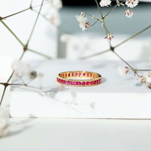 Real Ruby Channel Set Eternity Ring, AAA Quality, Certified Ruby Wedding Anniversary Ring for Women - July Birthstone3