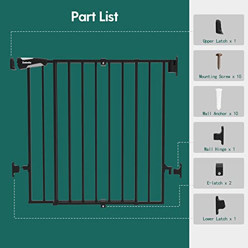 Babelio 26-43" Auto Close Baby/Dog Gate For Stairs, 2-In-1 Easy Swing Doorway And Hallway Pet Gate, With Extra-Wide Walk Thru Door And Threshold-Free Design, Black #TOP7