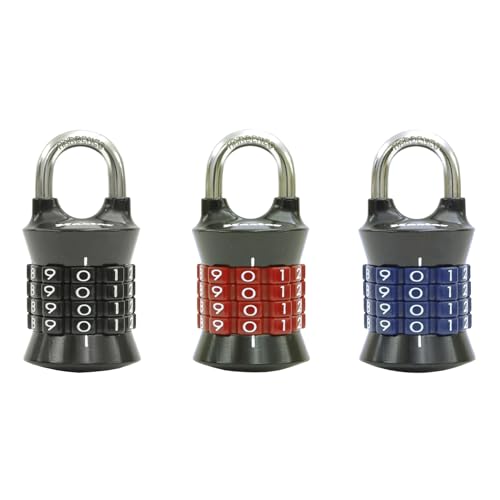 Master Lock Locker Lock Set Your Own Combination Padlock, 3 Pack, Colors May Vary, 1535EC3