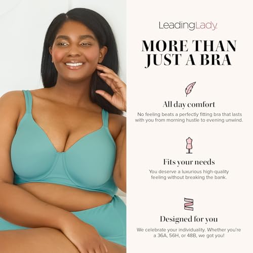 Image of Leading Lady, Brigitte Full Coverage, Underwire, Lightly Padded T-Shirt Bra, Side & Back Smoothing, Adjustable Straps,36A-54G