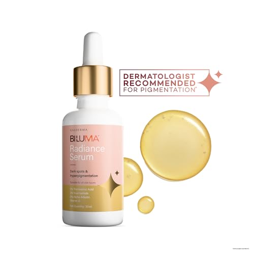 Image of Biluma Radiance Serum 30ml - Skin Brightening & Dark Spot Correcting Face Serum with Tranexamic Acid, Niacinamide, Vitamin C & Alpha-Arbutin - Evens Skin Tone, Fades Pigmentation & Boosts Glow