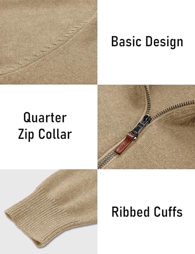 Image of MAGCOMSEN Men's Quarter Zip Pullover Lightweight Mock Neck Polo Sweater Long Sleeve Warm Fall Winter Pullover Sweaters
