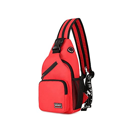 Long Keep Sling Bag Mochila esportiva para homens e mulheres bolsa de transporte ou caminhada cross-country, Vermelho, 12.9'*7.8'*2.7'