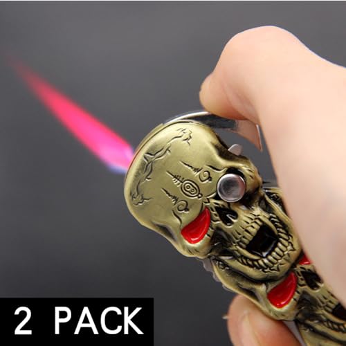 Encendedores Jet Butano 2 Pack Calavera Plateado miniatura 2