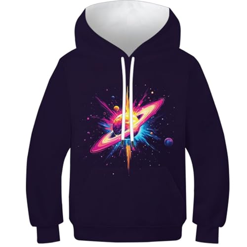 Sweat à capuche garçon 11-13Y avec poche motif animaux de l'espace vêtement enfant 6-15 ans