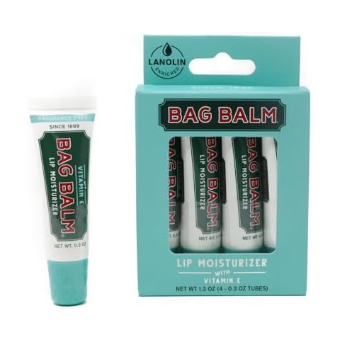 Vermont's Original Bag Balm Fragrance Free Lip Balm with Vitamin E | Pack of 4 0.3oz Tubes Cover