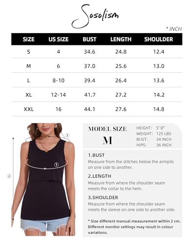 Sosolism Women'S Nursing Tank Tops Sleeveless Breastfeeding Shirt Maternity Vest Pregnancy Clothes Black thumb #5