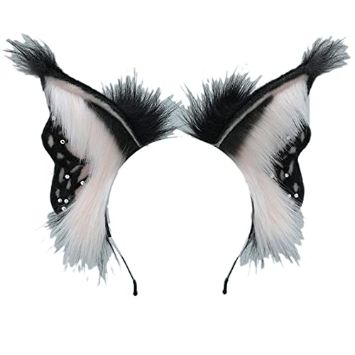 Serre-tête oreilles de loup en peluche confortable qui ne glisse pas pour fête et halloween