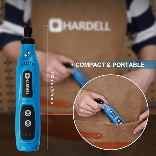 Image of HARDELL Mini Cordless Rotary Tool - 3.7V Portable Power Tool with 43 Accessories, 5-Speed Adjustable, Type-C Charging for Sanding DIY Crafting, Jewelry Polishing, Detail Work