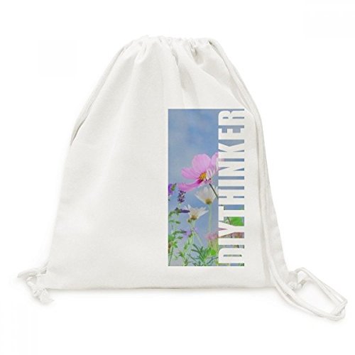 Toile drawstring backpack imprimé fleurs bleu rose pourpre pour voyage et sport