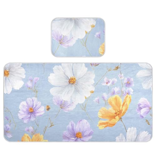 Bolaz Summer Sleeping Bed Pad, Marigold Cooling Mattress Set Breathable Bed Mat Ice Silk Mat + Pillow Cover for Toddler Boys Girls