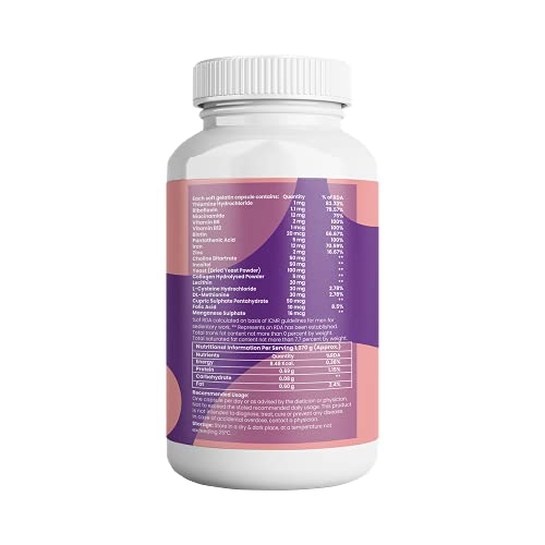 Image of Tata 1mg Hair, Skin & Nails Supreme Biotin Capsule with Collagen, Zinc, Iron And Vitamin B Helps In Making The Hair Strong And Lustrous For Unisex (Pack Of 30 Capsules)