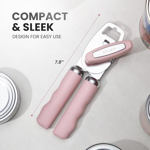 Image of Zulay Kitchen Manual Can Opener Heavy Duty Patented Stainless Steel, Pink