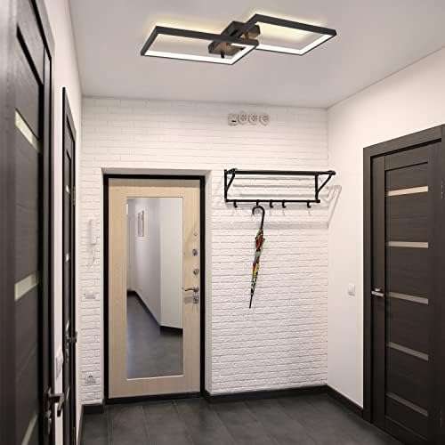 CBJKTX Ściemniana lampa sufitowa LED z pilotem Czarna 40W Metalowa lampa do salonu Nowoczesny design Lampa do sypialni Lampa kuchenna do sypialni Jadalnia Pokój dzienny Biuro
