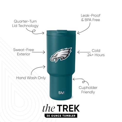 Image of Simple Modern Officially Licensed NFL Philadelphia Eagles 30 oz Tumbler with Flip Lid and Straws | Insulated Cup Stainless Steel | Gifts for Men Women | Trek Collection | Philadelphia Eagles