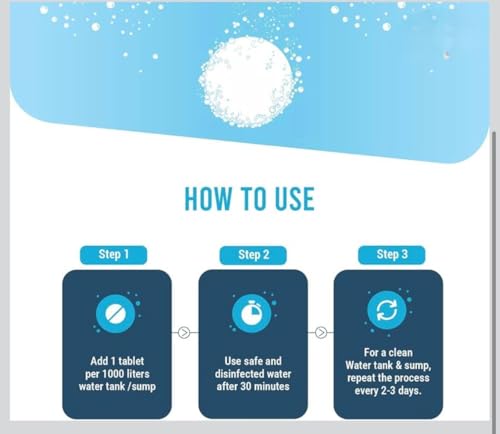 Image of EVERSYS Chlorine Tablets for Water Tank Purification | 50 Tablets for 50,000L | Waters Cleaning Tablet for Safe Drinking Water | Tank Cleaning & Disinfection Tablets for Home Use