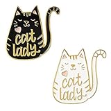 Pair of Lady Cat Brooches Lapel Pin for Women Girls Best Friends Fashion Cute Animal Pink Love Heart Black White Kitten Pins Dress Suit Scarft Accessories Badge Gifts Christmas Valentine's Day