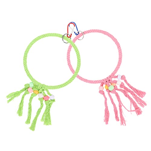 ifundom 2Pcs Decorative Parakeet Rope Perches Funny Cockatiel Swing with Bright Colors Bird Stand for Hanging Play and Climbing for All Bird