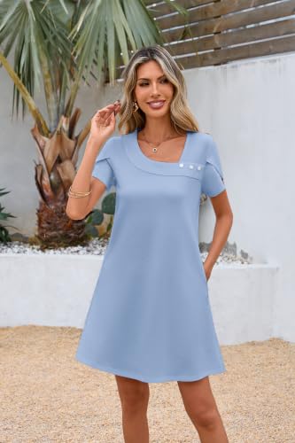 Image of Valiamcep Women's Square Neck Slim Fit Cocktail Party Short Dresses