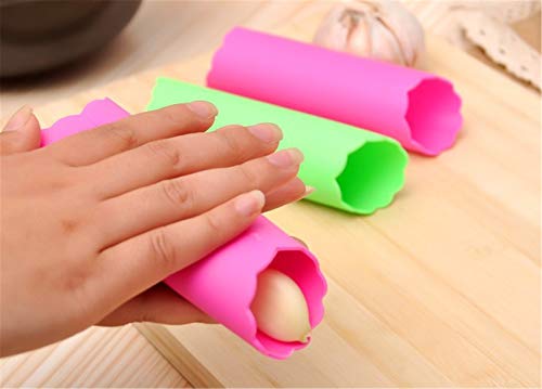 5-Pack Garlic Peeler-Vimbo Original Silicone Garlic Roller Peeling Tube-Easy Useful Kitchen Tools (Red, Yellow, Green, Blue, Black) #TOP3