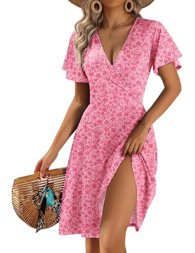 Image of Zeagoo Womens Summer Dresses Wrap V Neck Dress Floral A-Line Ruffle Sleeve Casual Sundress with Pockets 2026