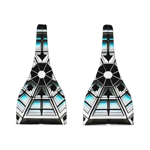 Newborn Baby Hat, Octagon Building Print Soft Top Knot Beanie Cap, Cute Baby Headwear for 0-6 Months Black3