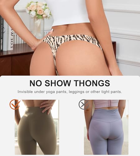 Image of DEANGELMON Seamless Thongs for Women No Show Thong Underwear Women Comfortable Multiple Pack