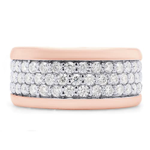 SAVEARTH DIAMONDS 1 3/4 ct.t.w Round Cut Lab Created Moissanite Diamond 3-Row Eternity Stackable Wedding Band Ring In 14K Gold Over Sterling Silver (VVS1 Clarity, 1.75 Cttw)2