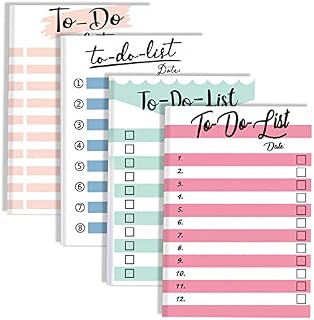 4 Packs To Do List Planner Sticky Notepad 200 Sheets 4 x 6 Inches Striped To Do List Planner Notes Grocery List Reminders for Work Planner Daily To Do List Planner (Blue, Green, Pink, Light Pink)