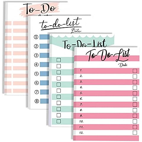 4 Packs To Do List Planner Sticky Notepad 200 Sheets 4 x 6 Inches Striped To Do List Planner Notes Grocery List Reminders for Work Planner Daily To Do List Planner (Blue, Green, Pink, Light Pink) Cover
