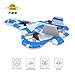 ZEGO Upgraded F22 RC Drones for Kids and Beginner, Easy to Fly and Hover, RC Helicopter Quadcopter Fighter Jet with 360° Flip, LED Light Indication,4 Propellers and 2 Batteries.Gift Toys for Kids_Blue