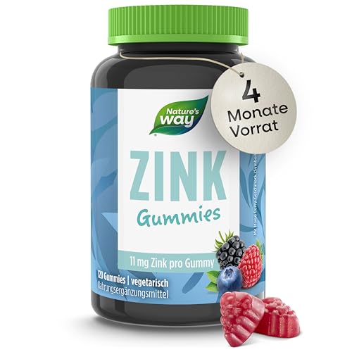 Zink Gummibärchen für Haut Haare Nägel - 120 Stk hochdosiertes Zink mit 22 mg Zinkcitrat als Alternative zur Kapsel - stärkt das Immunsystem/gegen unreine Haut - vegetarische Gummies