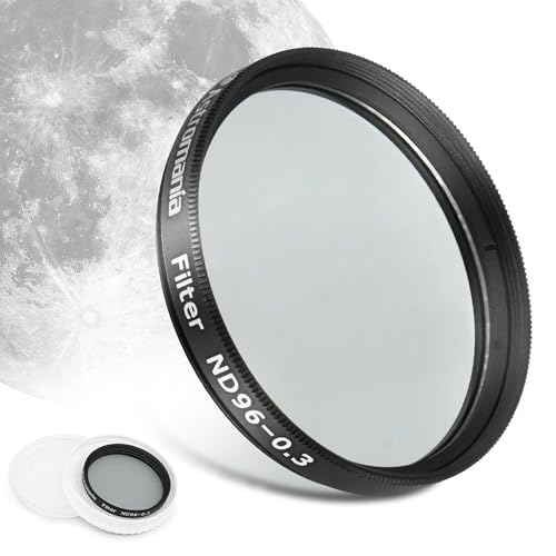 Astromania Telescope Moon Filter 2 inch, Neutral Density Telescope Filter ND96-0.3 with 50% Light Transmission Reduces Moon Glare&Enhances Lunar Crater Detail, Work with Telescope Accepts 2" Eyepiece