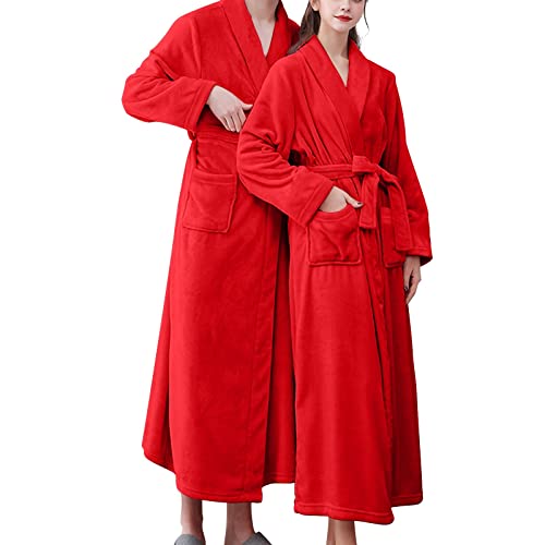 Bata de baño de felpa con capucha para mujer, bata de baño de franela de doble bolsillo, suave y cálida, de terciopelo de doble cara, pijama y ropa de baño, bata de casa con capucha, e, XXL