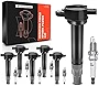 A-Premium Set of 6 (Black) Ignition Coil Pack Iridium Spark Plug Compatible with Chrysler 300 2006-2010, Sebring 2006-2010, Town & Country 2008-2010 & Dodge Avenger 2008-2010, Replace# UF-502 7781