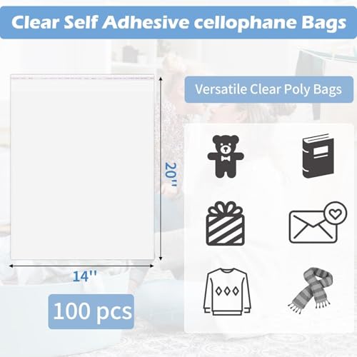 Image of RAAHII 100 piece Plastic packing Transparent Sealable Poly Bags For Saree suit shirt jacket Clothes cover storage in wardrobe Clear Dust & Moisture Resistant Clothing Covers