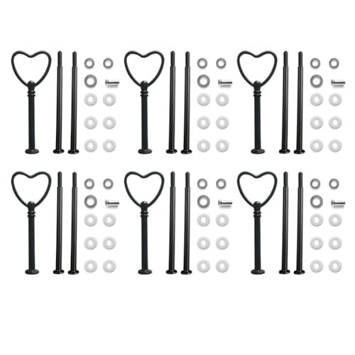 Koomiao 6 Set Etageren Stangen Set, Etagere Bausatz ,Metallstangen Etagerenhalter,Mittellochausstech 2 bis 3 Etage,Hochzeitstorte Tortenständer für Obsttablett, Snackteller (Schwarz-Liebe) Koomiao 6 Set Etageren Stangen Set, Etagere Bausatz ,Metallstangen Etagerenhalter,Mittellochausstech 2 bis 3 Etage,Hochzeitstorte Tortenständer für Obsttablett, Snackteller (Schwarz-Liebe)
