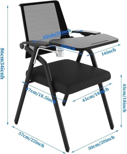 Image of Folding Training Chairs with Desk Attached, Office Meeting Desk Chair with Writing Tablet and Cup Holder, Space-Saving Nesting Chairs for Conference Room,School, Seminar, Classroom