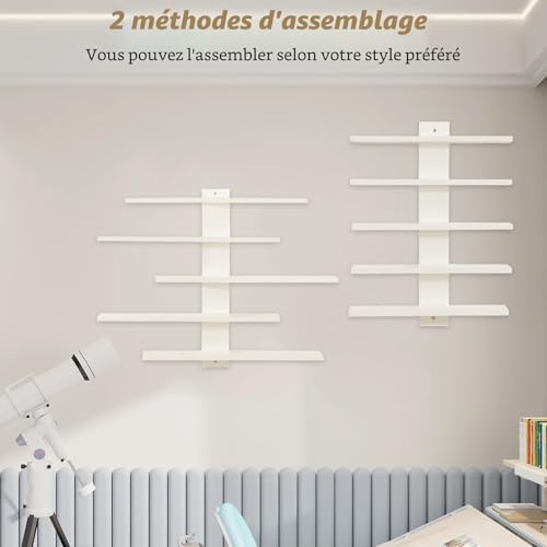Étagère murale en PVC blanc pour figurines et mini décorations