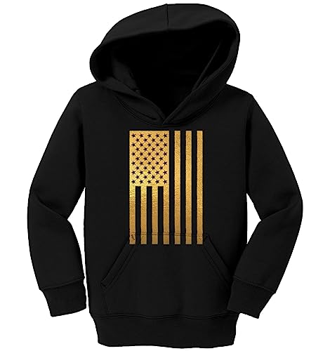 Tcombo Distressed Black American Flag - USA Toddler/Youth Fleece Hoodie